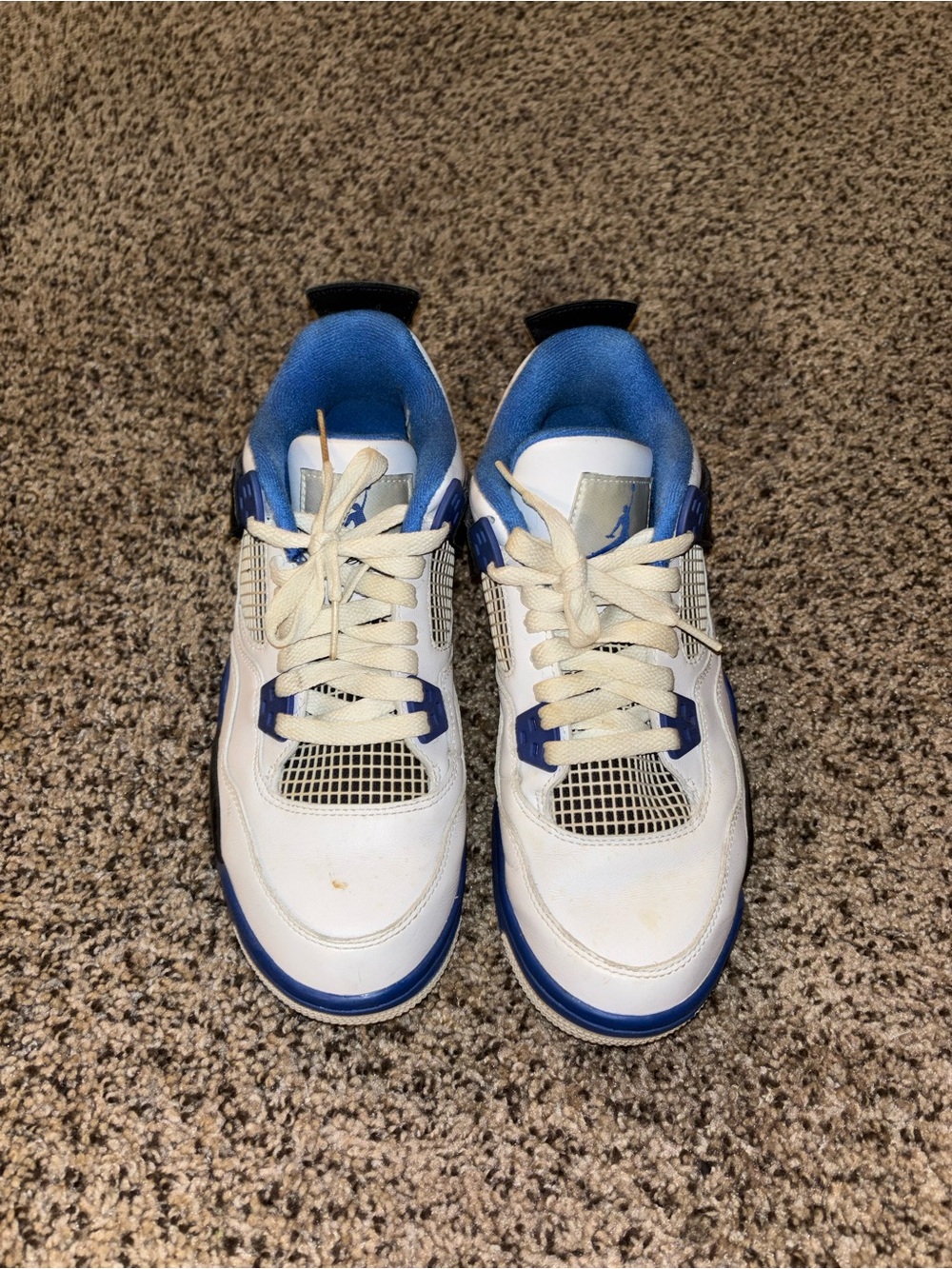 Jordan White and Blue Athletic Sneakers